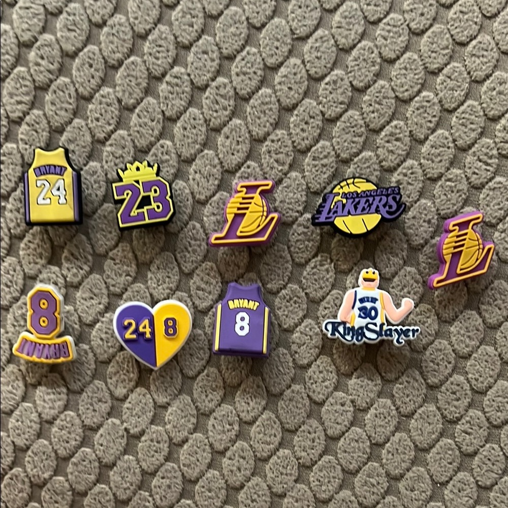 Los Angeles Lakers Crocs Charm Set 10 Pieces Kobe Bryant Basketball Shoe Charms